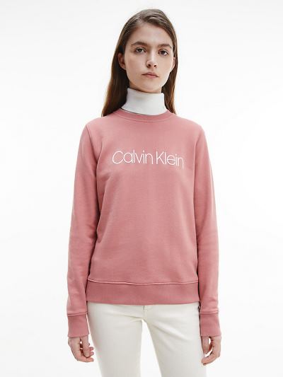 Calvin Klein Ruhák HU718737 | Calvin Klein Organic Cotton Logo Női Pulóver Rózsaszín